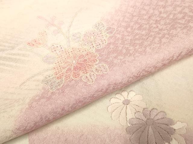 平和屋着物▽中国三大刺繍　スワトウ刺繍　汕頭刺繍　総刺繍　訪問着　単衣　貝桶花文　暈し染め　正絹　逸品　DABF5648du