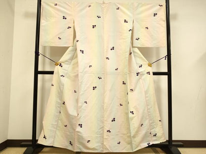 平和屋着物▽上質な紬　単衣　萩文　正絹　逸品　DABF5655du