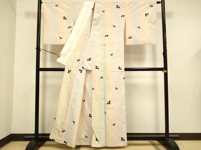 平和屋着物▽上質な紬　単衣　萩文　正絹　逸品　DABF5655du