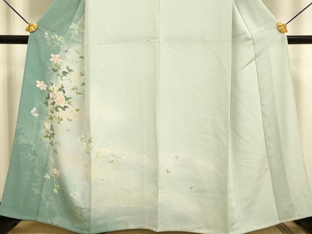 平和屋着物▽訪問着　単衣　花蝶文　暈し染め　三越扱い　正絹　逸品　DABF5657du