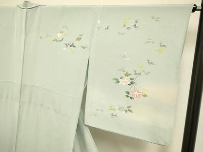 平和屋着物▽訪問着　単衣　花蝶文　暈し染め　三越扱い　正絹　逸品　DABF5657du