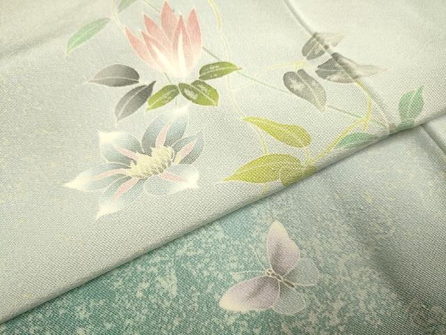 平和屋着物▽訪問着　単衣　花蝶文　暈し染め　三越扱い　正絹　逸品　DABF5657du