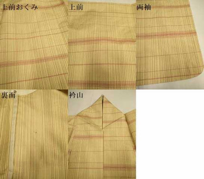 平和屋着物▽上質な紬　単衣　格子　正絹　逸品　DABF5659du