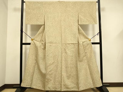 平和屋着物▽上質な紬　単衣　変わり縞　正絹　逸品　DABF5660du