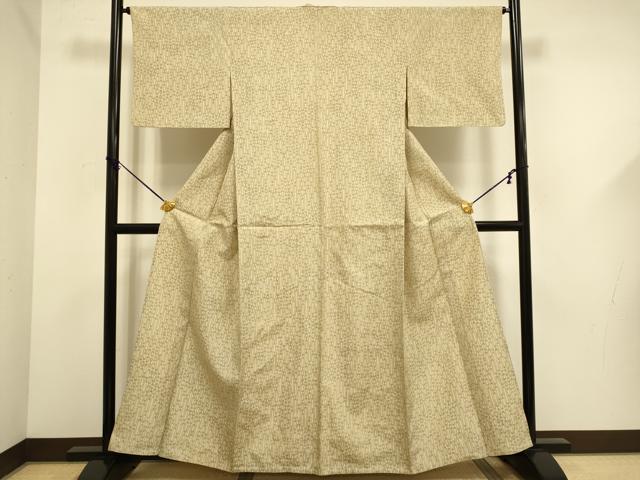 平和屋着物▽上質な紬　単衣　変わり縞　正絹　逸品　DABF5660du