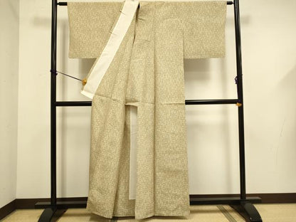 平和屋着物▽上質な紬　単衣　変わり縞　正絹　逸品　DABF5660du