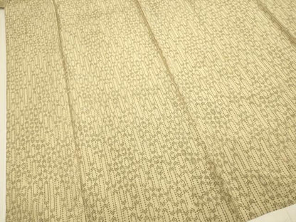 平和屋着物▽上質な紬　単衣　変わり縞　正絹　逸品　DABF5660du