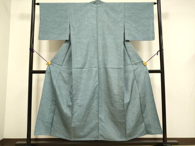 平和屋着物▽上質な小紋　単衣　紬地　花松文　正絹　逸品　DABF5662du