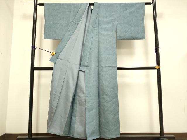 平和屋着物▽上質な小紋　単衣　紬地　花松文　正絹　逸品　DABF5662du