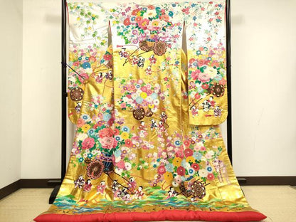 平和屋本店●色打掛　お引きずり　和装　婚礼　結婚式　花嫁　神社挙式　童子花車文　金銀彩　逸品　DABF5691du