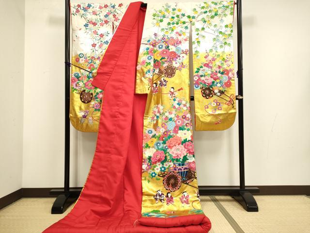 平和屋本店●色打掛　お引きずり　和装　婚礼　結婚式　花嫁　神社挙式　童子花車文　金銀彩　逸品　DABF5691du