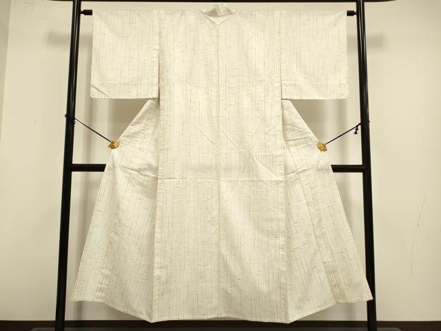 平和屋着物▽ぜんまい紬 　単衣　 絣文様　正絹　逸品　未使用　DABF5705du