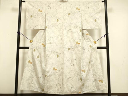 平和屋着物▽上質な紬　単衣　絞り　辻が花　正絹　逸品　DABF5706du
