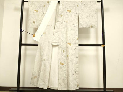 平和屋着物▽上質な紬　単衣　絞り　辻が花　正絹　逸品　DABF5706du