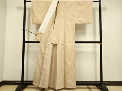 平和屋着物▽上質な紬　単衣　霞文　正絹　逸品　DABF5707du