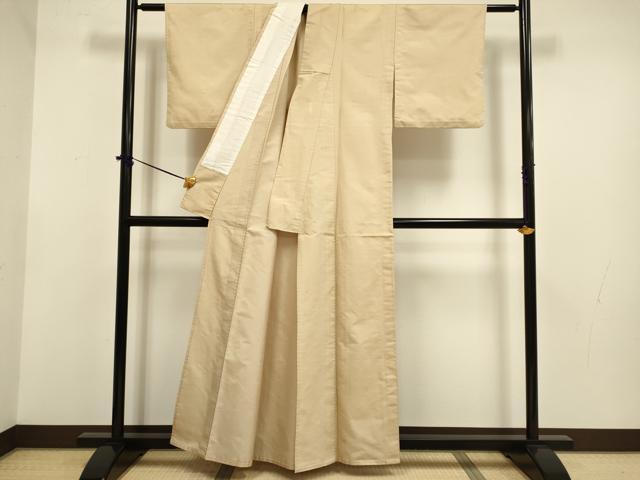 平和屋着物▽上質な紬　単衣　霞文　正絹　逸品　DABF5707du