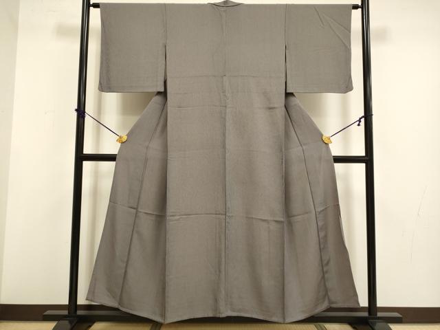 平和屋着物▽江戸小紋　単衣　万筋　青褐色×江戸鼠色　正絹　逸品　DABF5708du