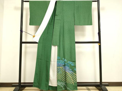 平和屋着物▽豪華色留袖　単衣　枝葉文　正絹　逸品　DABF5709du