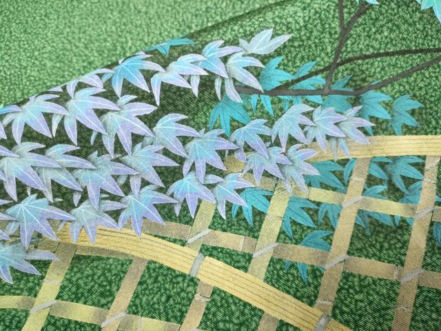 平和屋着物▽豪華色留袖　単衣　枝葉文　正絹　逸品　DABF5709du