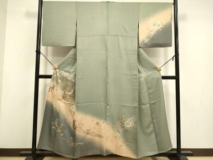 平和屋着物▽訪問着　単衣　螺鈿　辻が花　暈し染め　金銀彩　正絹　逸品　DABF5712du