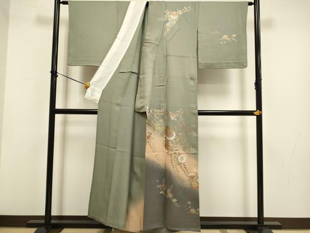 平和屋着物▽訪問着　単衣　螺鈿　辻が花　暈し染め　金銀彩　正絹　逸品　DABF5712du