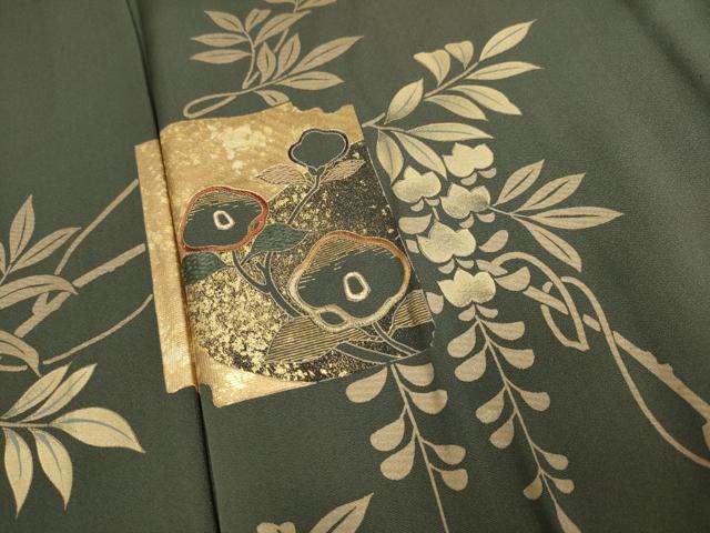 平和屋着物▽訪問着　単衣　刺繍　破れ色紙千鳥花文　金彩　やまと誂製　正絹　逸品　DABF5714du