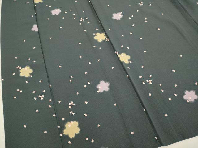 平和屋着物▽上質な小紋　単衣　舞桜文　正絹　逸品　DABF5716du