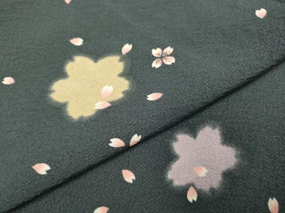 平和屋着物▽上質な小紋　単衣　舞桜文　正絹　逸品　DABF5716du