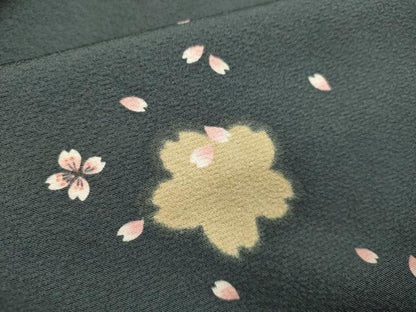 平和屋着物▽上質な小紋　単衣　舞桜文　正絹　逸品　DABF5716du