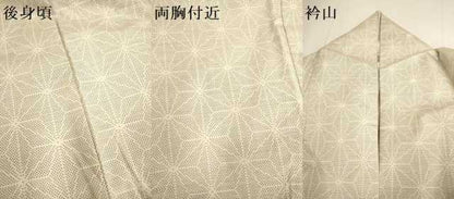 平和屋着物▽本場大島紬　単衣　白大島　麻の葉文様　正絹　逸品　DABF5717du