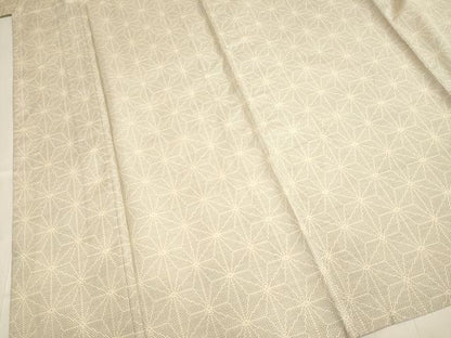 平和屋着物▽本場大島紬　単衣　白大島　麻の葉文様　正絹　逸品　DABF5717du