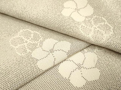 平和屋着物▽本塩沢　単衣　梅　さが美扱い　正絹　逸品　DABF5720du