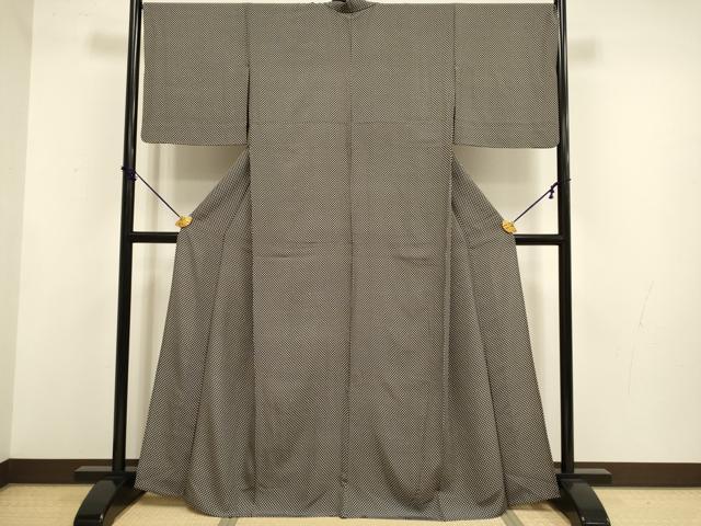 平和屋着物▽上質な小紋　単衣　分銅　正絹　逸品　DABF5721du