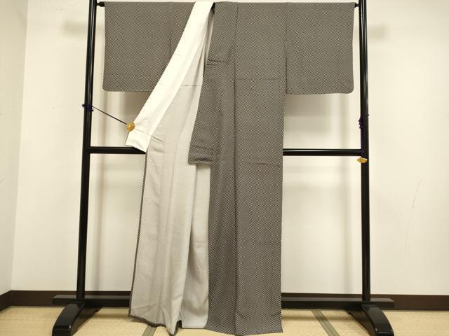 平和屋着物▽上質な小紋　単衣　分銅　正絹　逸品　DABF5721du