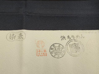 平和屋着物▽上質な小紋　単衣　立涌文　反端付き　正絹　逸品　DABF5723du