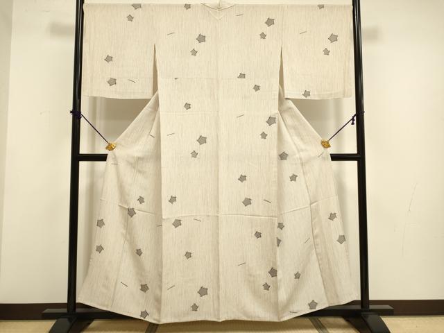 平和屋着物▽上質な小紋　単衣　亀甲文　正絹　逸品　DABF5727du