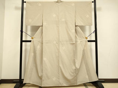 平和屋着物▽本塩沢　単衣　雪輪花文　正絹　逸品　DABF5729du