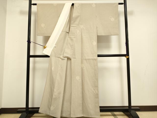 平和屋着物▽本塩沢　単衣　雪輪花文　正絹　逸品　DABF5729du