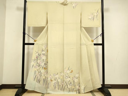 平和屋着物▽訪問着　単衣　花蝶文　暈し染め　正絹　逸品　DABF5730du