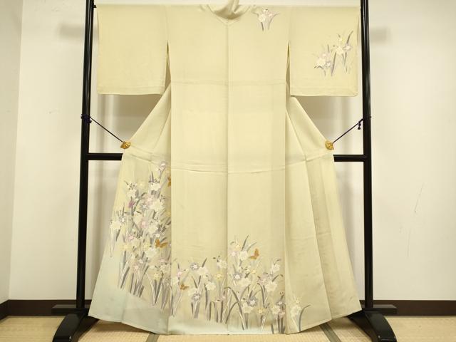 平和屋着物▽訪問着　単衣　花蝶文　暈し染め　正絹　逸品　DABF5730du