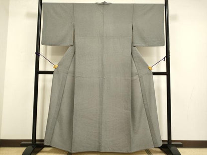 平和屋着物▽江戸小紋　単衣　万筋　暗黒色×白鼠色　さんび謹製　洗える着物　DABF5731du