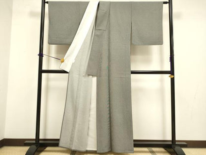 平和屋着物▽江戸小紋　単衣　万筋　暗黒色×白鼠色　さんび謹製　洗える着物　DABF5731du