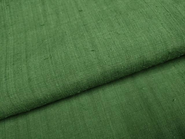 平和屋着物▽上質な紬　単衣　色無地　濃い老竹色　正絹　逸品　DAAQ4551du