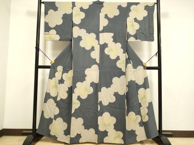 平和屋着物▽上質な小紋　単衣　絞り　兎　正絹　逸品　DABF5741du