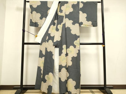 平和屋着物▽上質な小紋　単衣　絞り　兎　正絹　逸品　DABF5741du