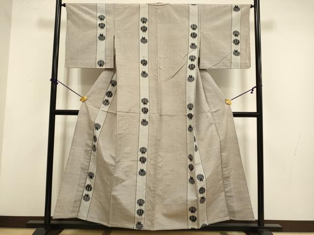 平和屋着物▽上質な紬　単衣　柿　正絹　逸品　DABF5744du
