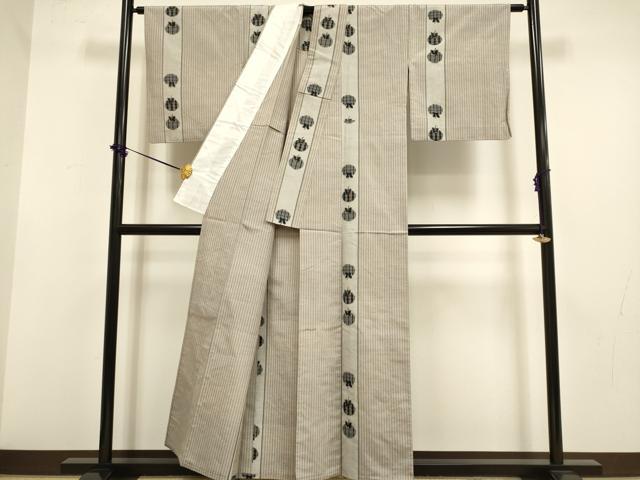 平和屋着物▽上質な紬　単衣　柿　正絹　逸品　DABF5744du