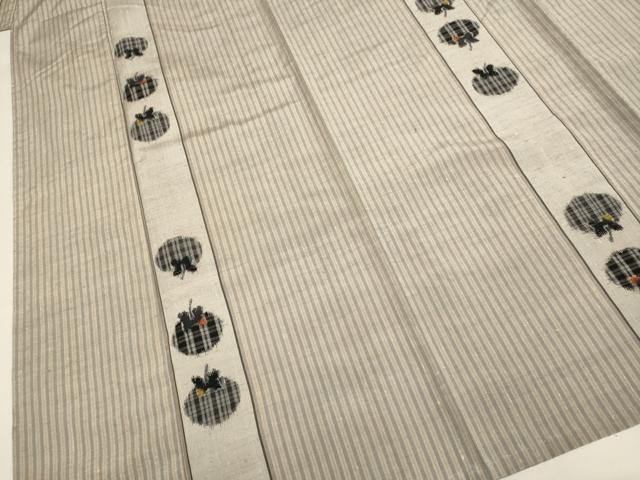 平和屋着物▽上質な紬　単衣　柿　正絹　逸品　DABF5744du