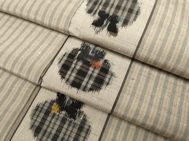平和屋着物▽上質な紬　単衣　柿　正絹　逸品　DABF5744du