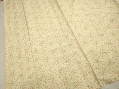平和屋着物▽上質な紬 　単衣　麻の葉文様 　正絹　逸品　未使用　DABF5748du